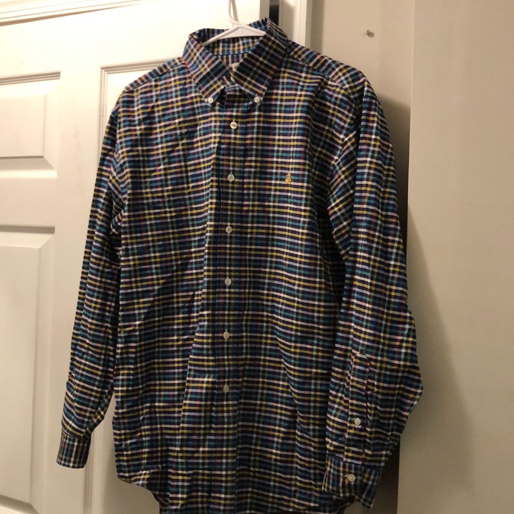 Brooks Brothers Multi-Color Gingham Pattern Medium Button Down Dress Shirt